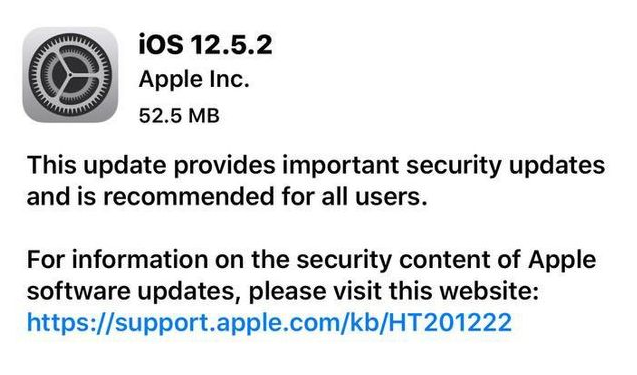 红毛镇苹果手机维修分享iOS12.5.2发布，建议所有老苹果用户安装 